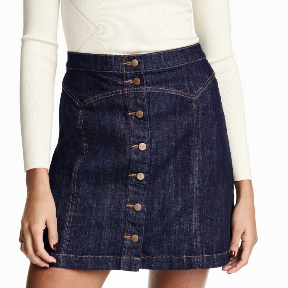 H&M Dark Blue Denim Short Skirt
